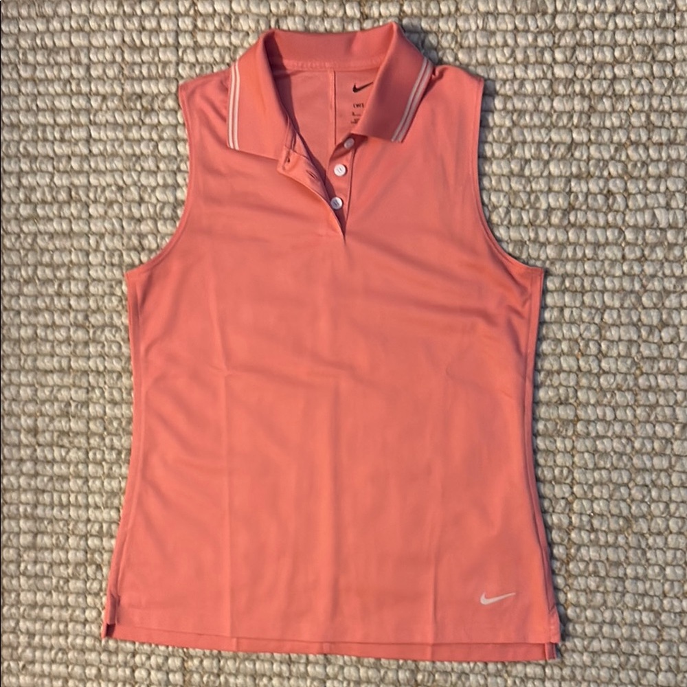 Nike Coral Dri Fit sleeveless golf Polo